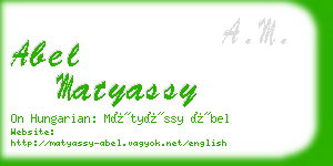 abel matyassy business card